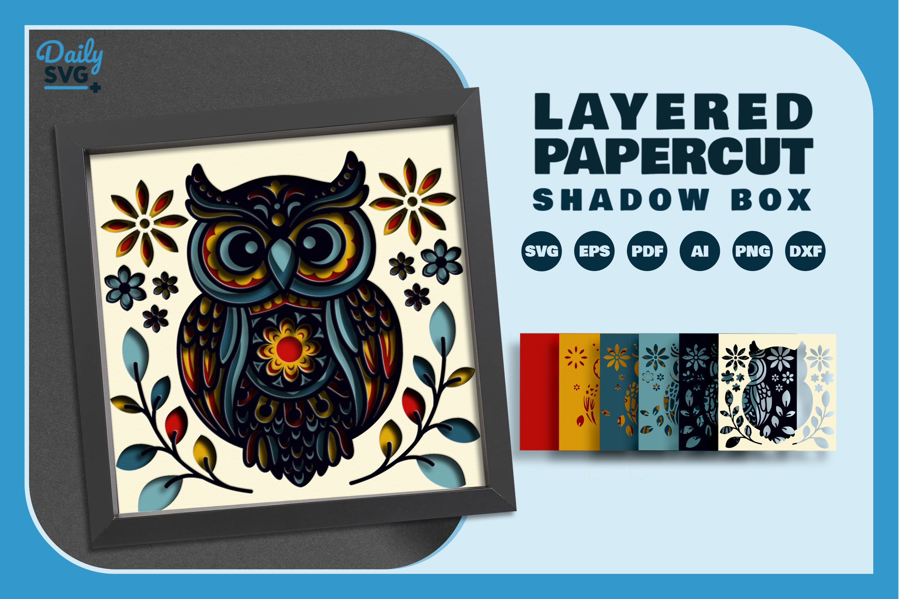 Owl Folk Art Papercut SVG Bundle 4