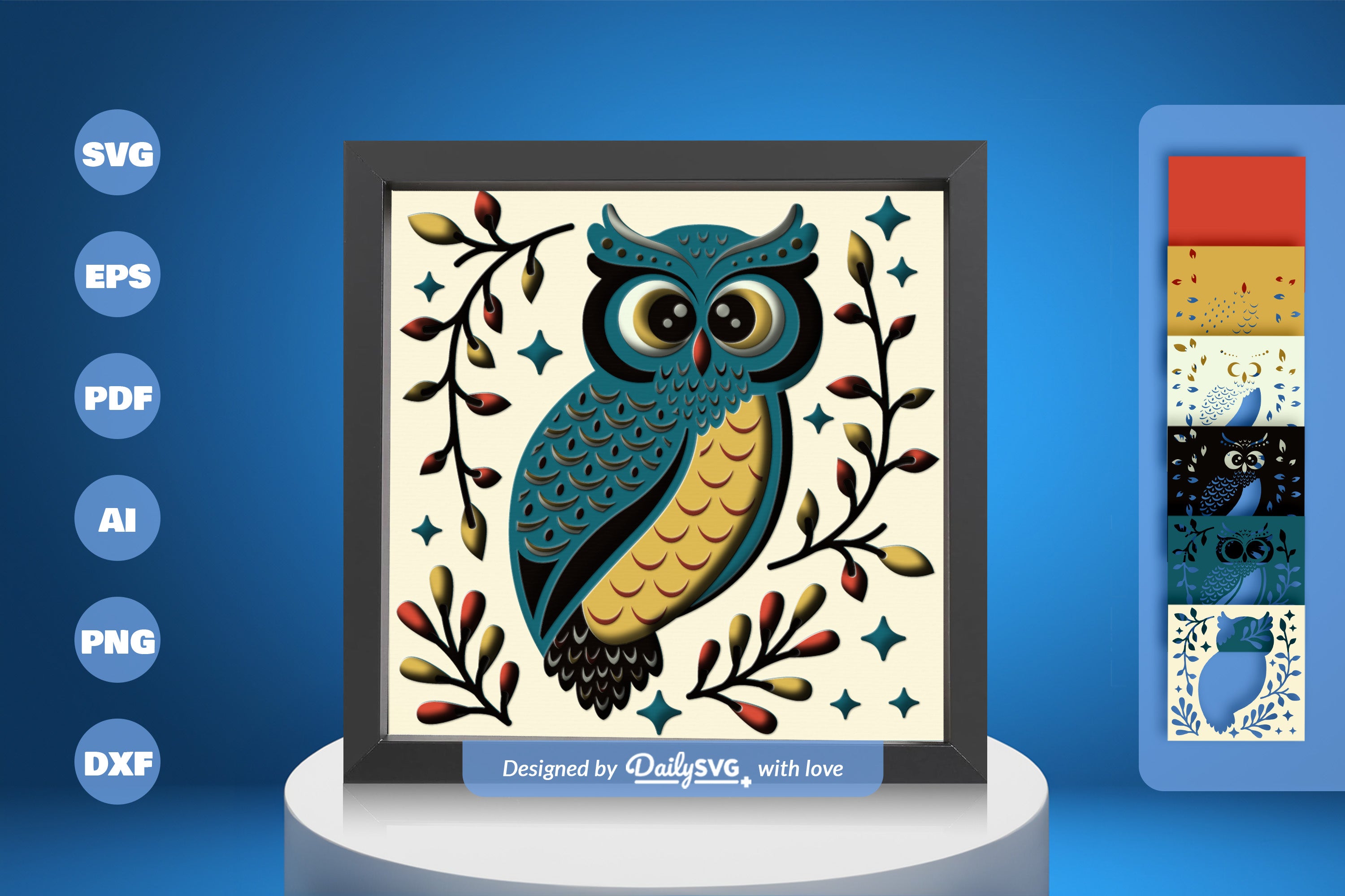 Owl Folk Art Papercut SVG Bundle 2