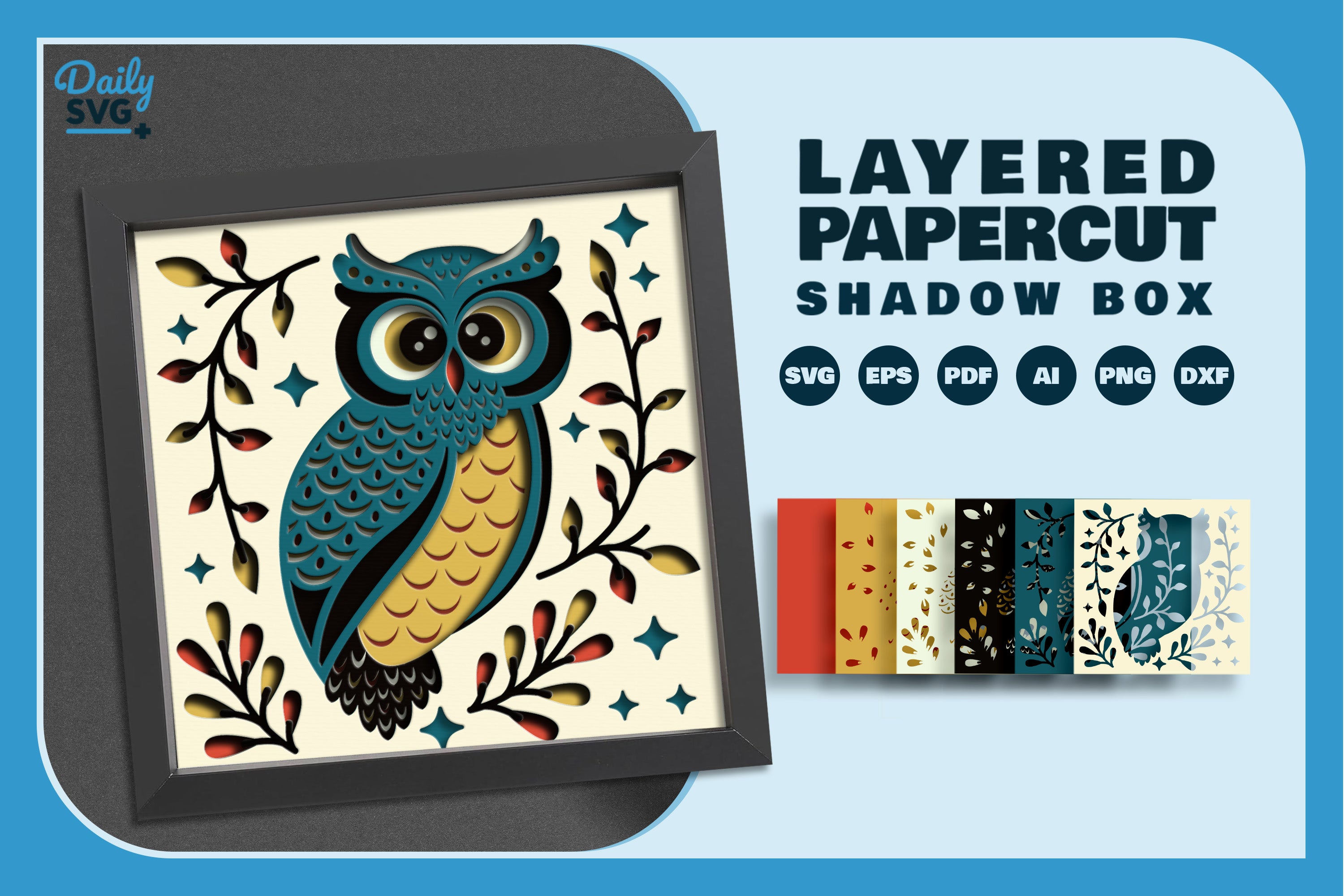 Owl Folk Art Papercut SVG Bundle 2