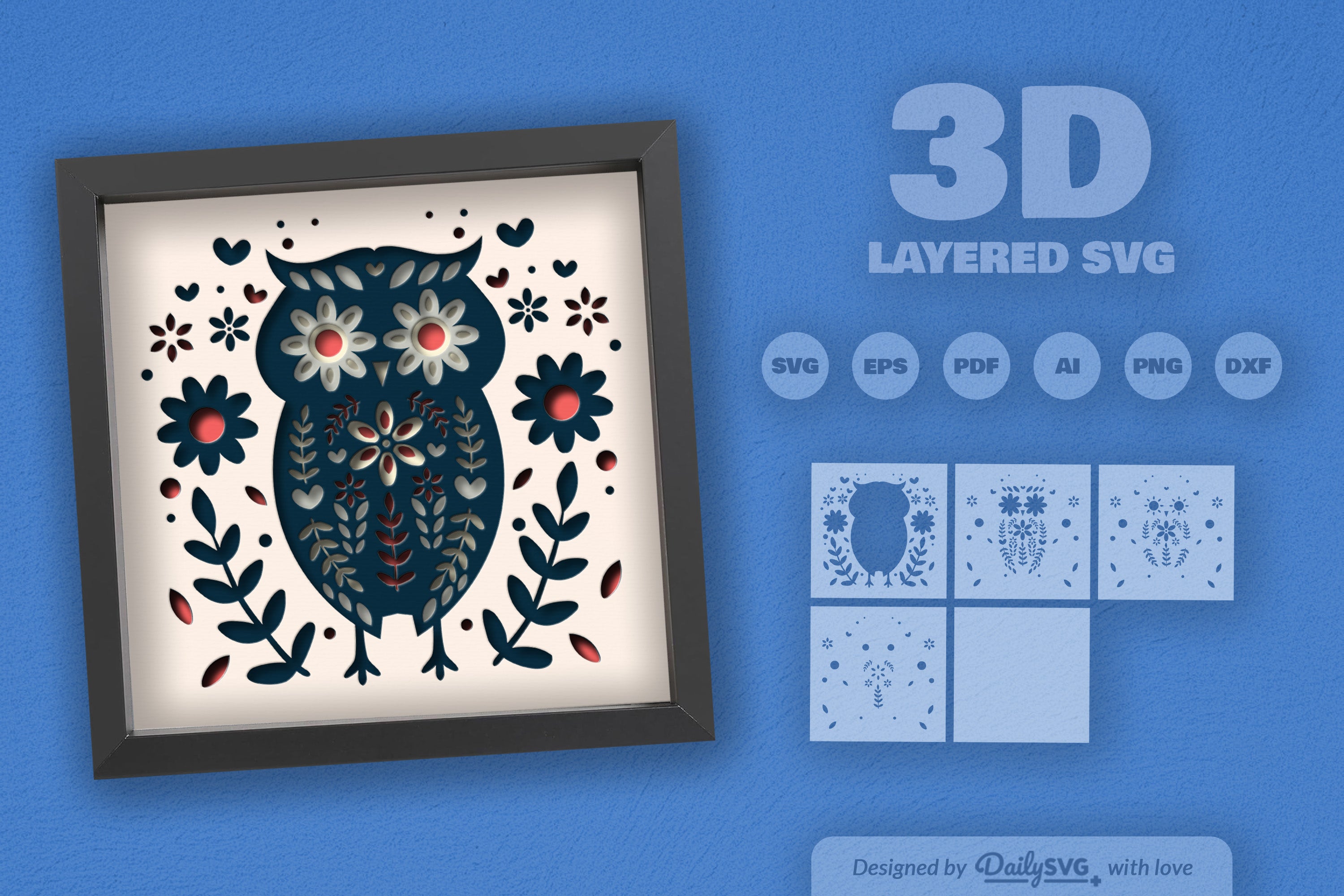 Owl Folk Art Papercut SVG Bundle 3