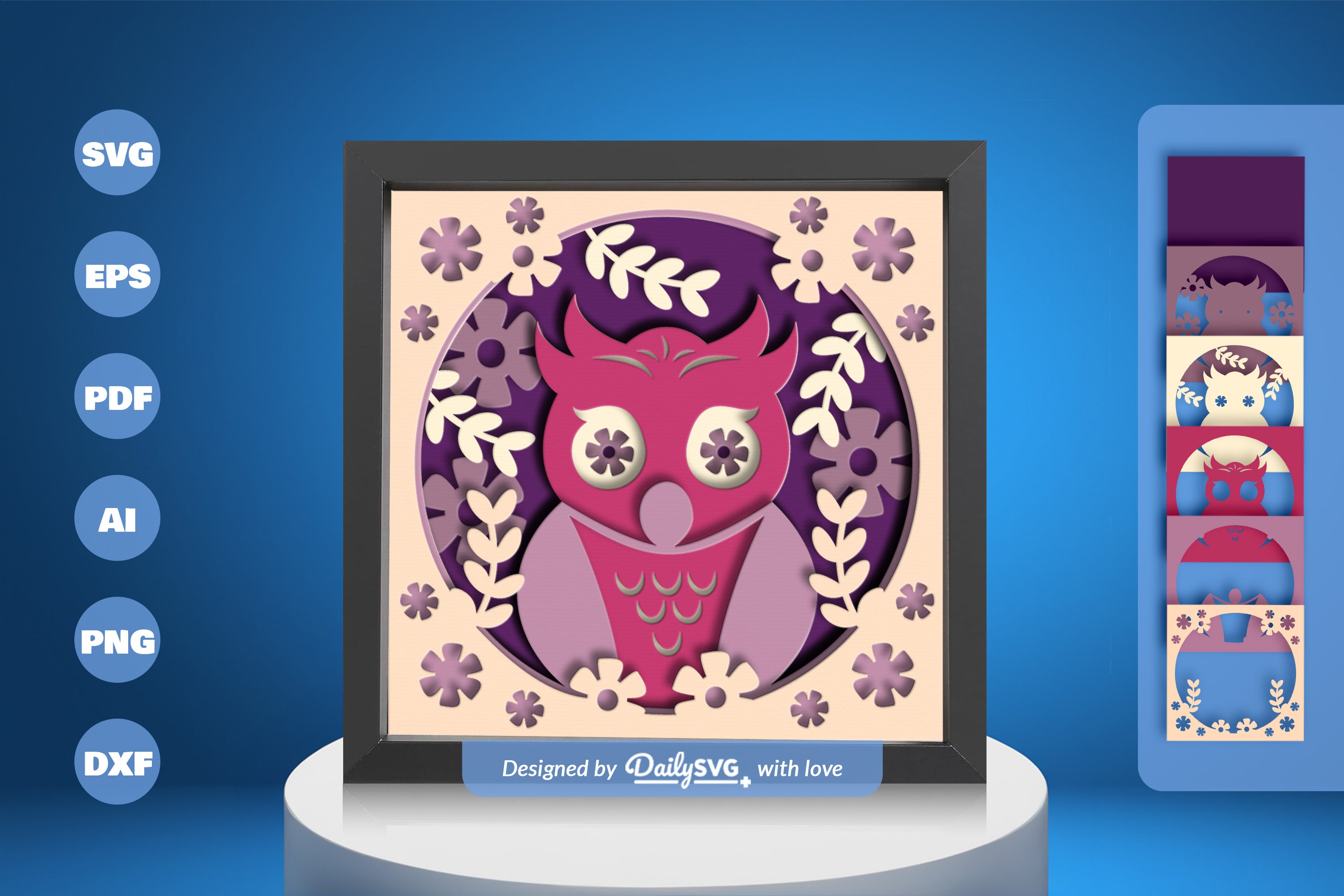 Owl Folk Art Papercut SVG Bundle