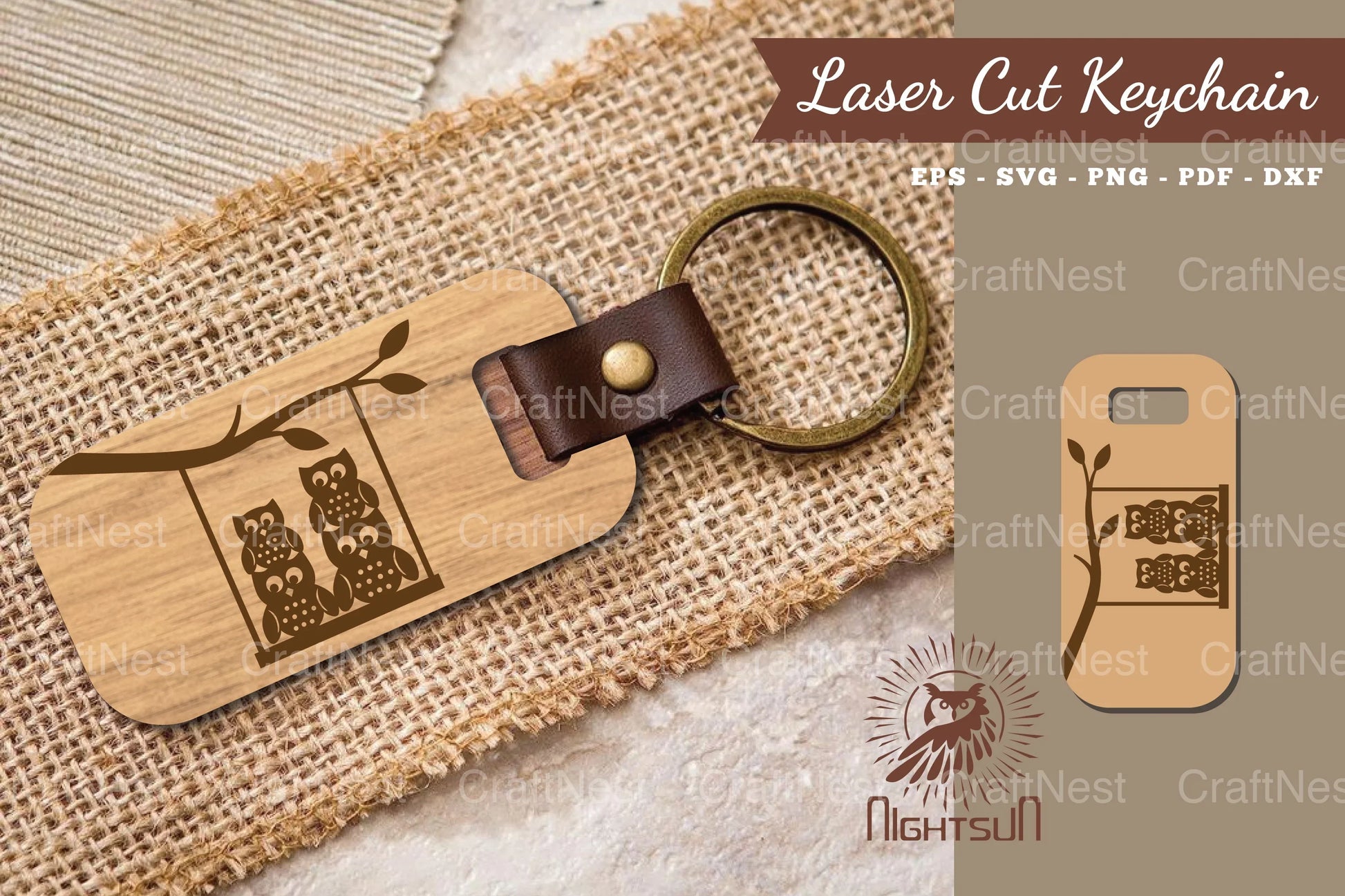 Owl Laser Cut Keychain SVG Bundle - CraftNest - Digital Crafting and Art