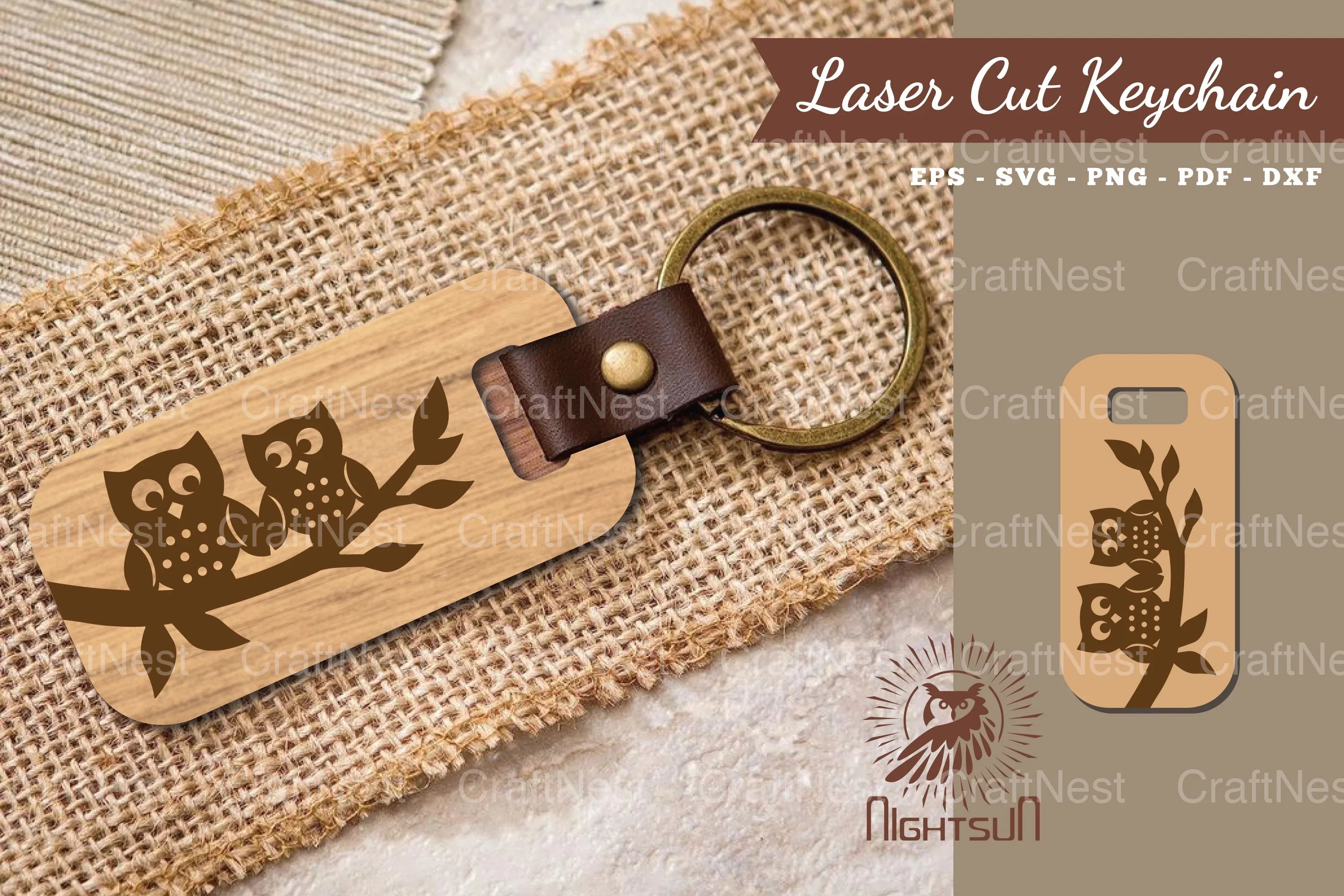 Owl Laser Cut Keychain SVG Bundle - CraftNest - Digital Crafting and Art