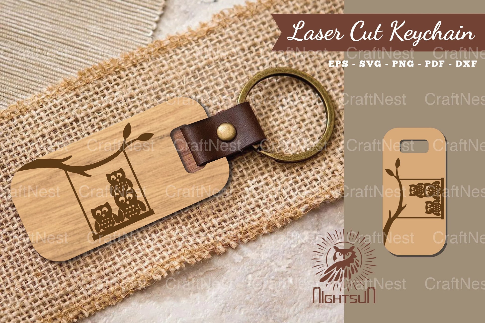 Owl Laser Cut Keychain SVG Bundle - CraftNest - Digital Crafting and Art