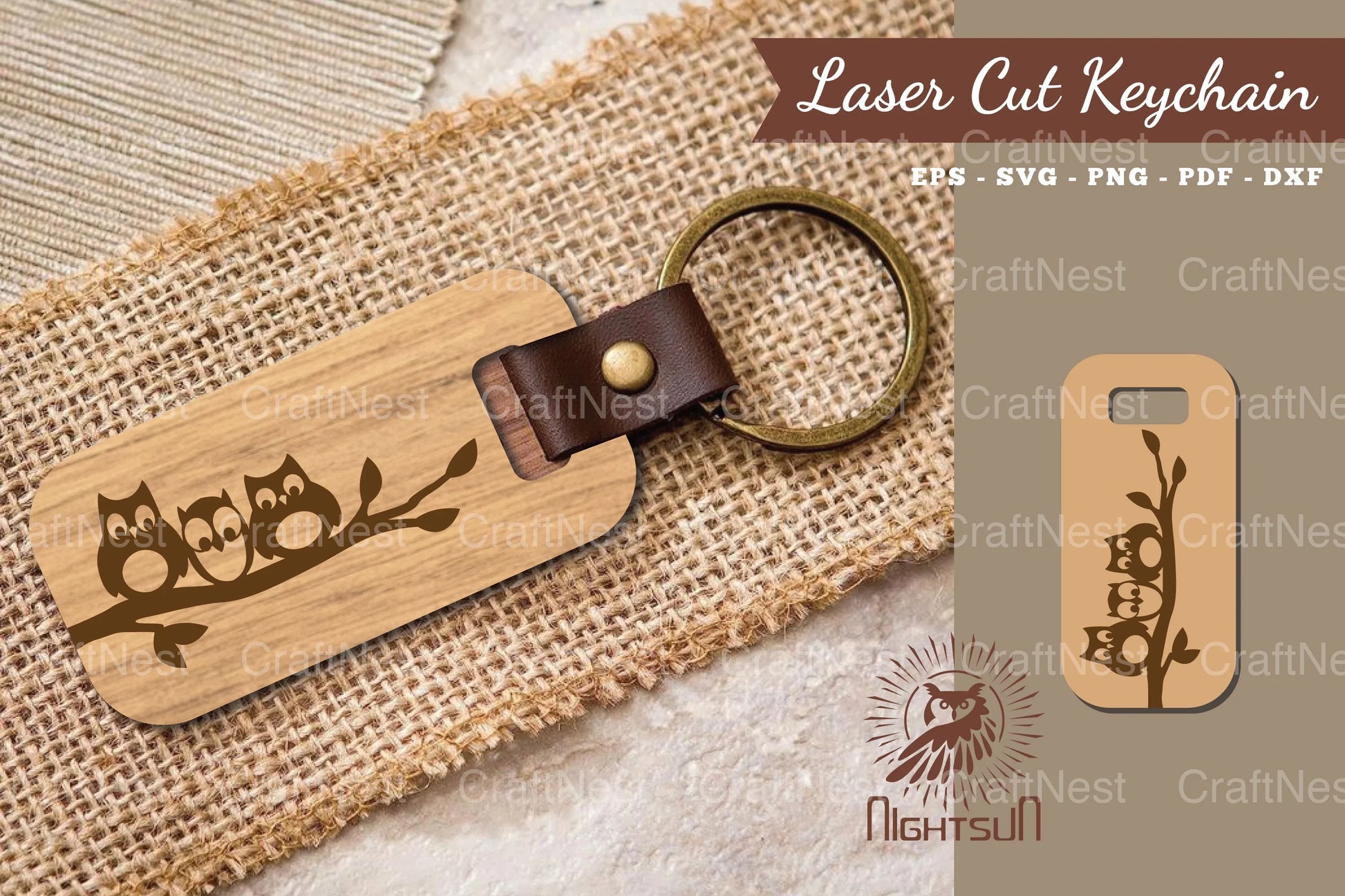 Owl Laser Cut Keychain SVG Bundle - CraftNest - Digital Crafting and Art