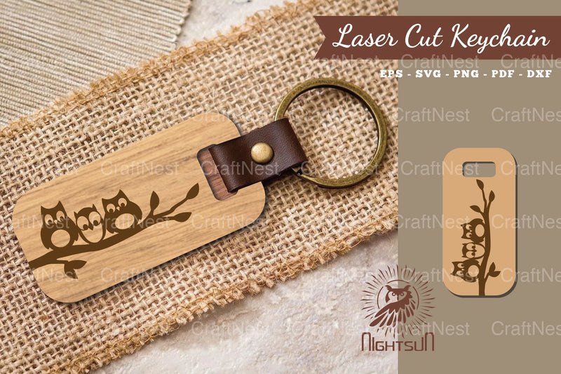 Owl Laser Cut Keychain SVG Bundle - CraftNest - Digital Crafting and Art