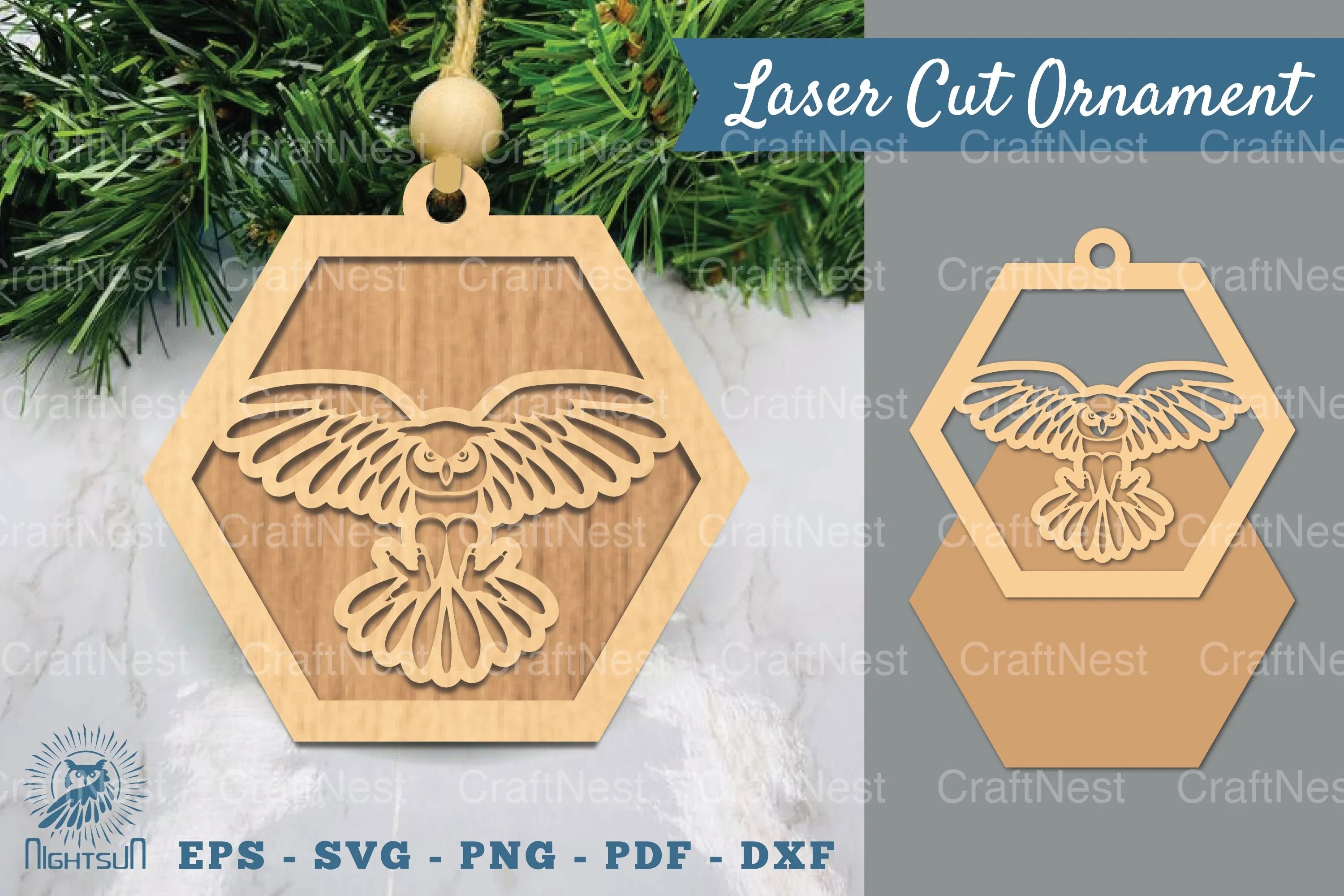 Owl Laser Cut Ornament SVG Bundle - CraftNest - Digital Crafting and Art