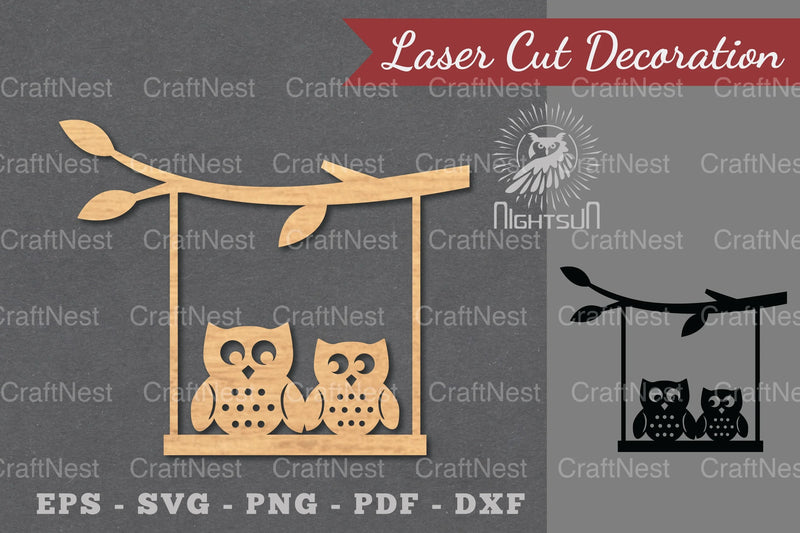 Owl on a Swing Laser Cut Decoration Clipart Bundle - CraftNest - Digital Crafting and Art