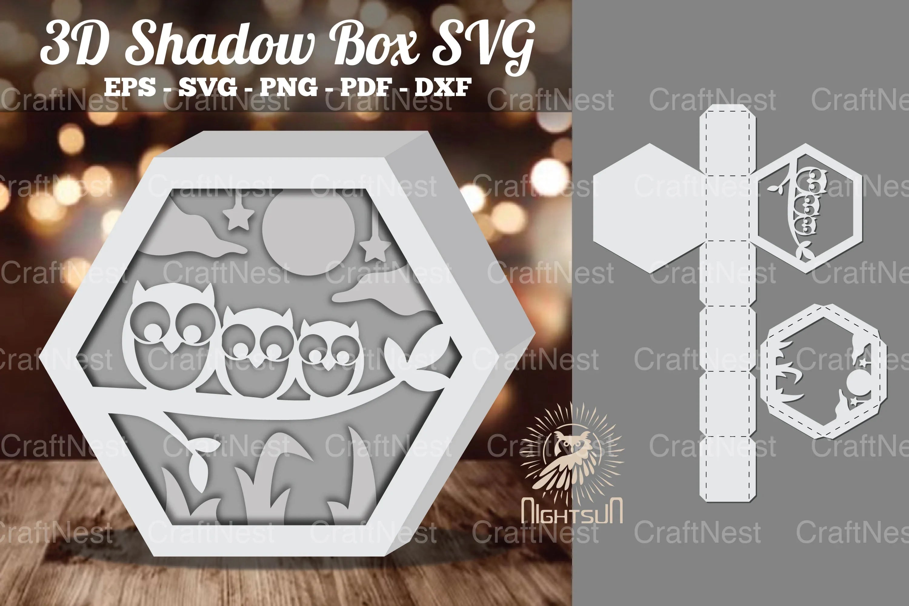 Owl 3D Shadow Box SVG Bundle - CraftNest - Digital Crafting and Art