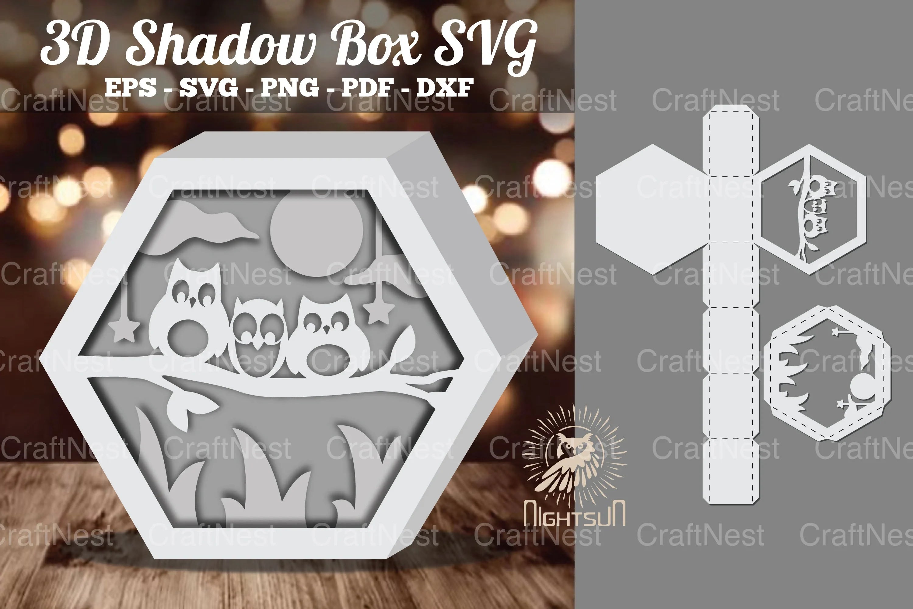 Owl 3D Shadow Box SVG Bundle - CraftNest - Digital Crafting and Art