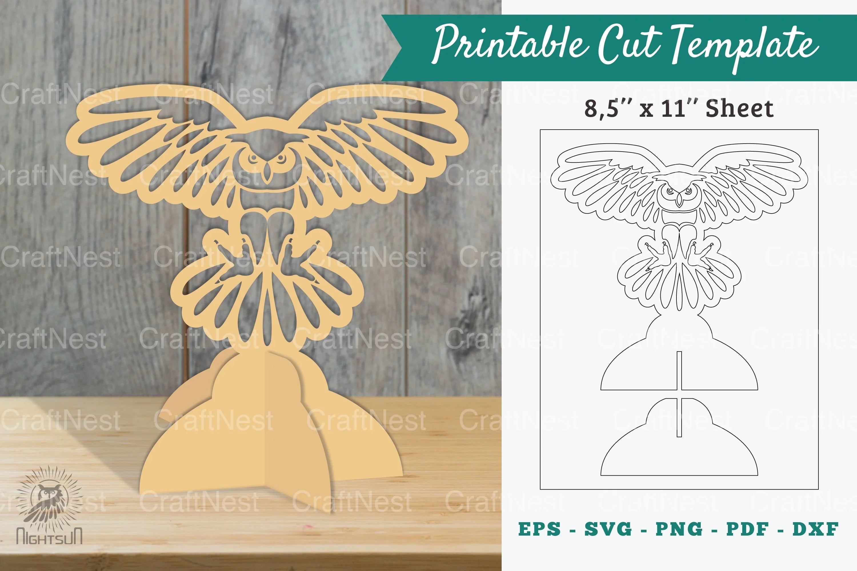 Owl Printable Cut Template Bundle - CraftNest - Digital Crafting and Art