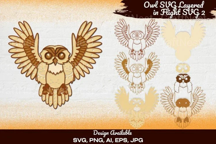 Owl in Flight 3D Shape SVG Bundle - CraftNest - Digital Crafting and Art