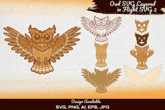 Owl in Flight 3D Shape SVG Bundle - CraftNest - Digital Crafting and Art