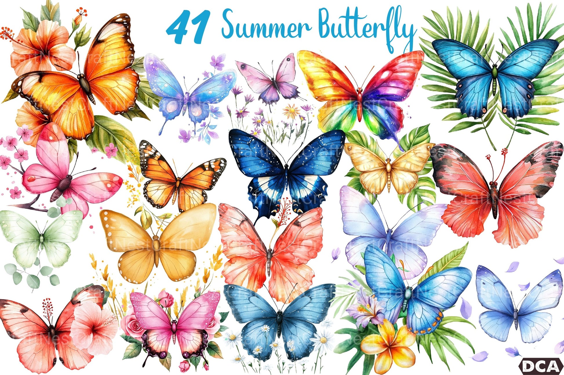 Summer Butterfly Clipart Bundle 77 - CraftNest - Digital Crafting and Art