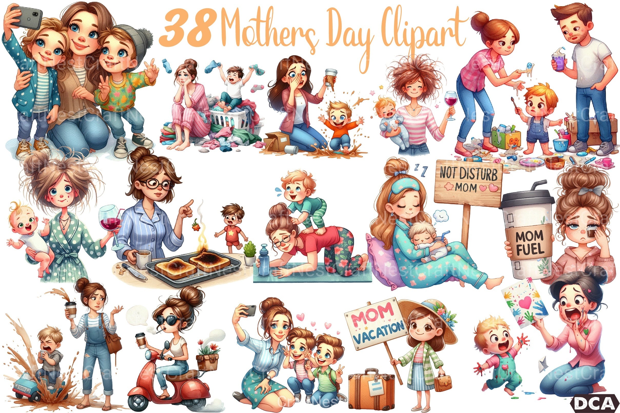 Funny Mother's Day Clipart Bundle - CraftNest - Digital Crafting and Art