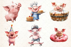 Funny Pink Pig Clipart Bundle - CraftNest - Digital Crafting and Art