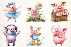 Funny Pink Pig Clipart Bundle - CraftNest - Digital Crafting and Art