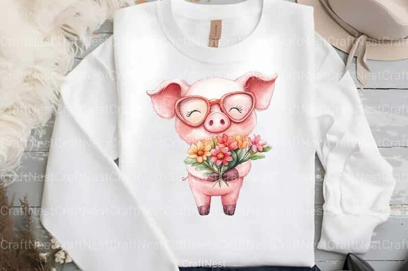 Funny Pink Pig Clipart Bundle - CraftNest - Digital Crafting and Art