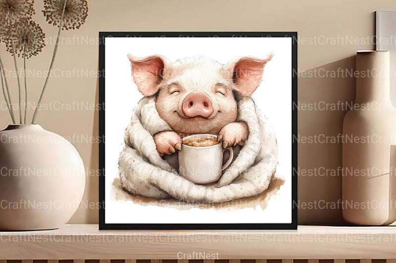 Funny Pink Pig Clipart Bundle - CraftNest - Digital Crafting and Art
