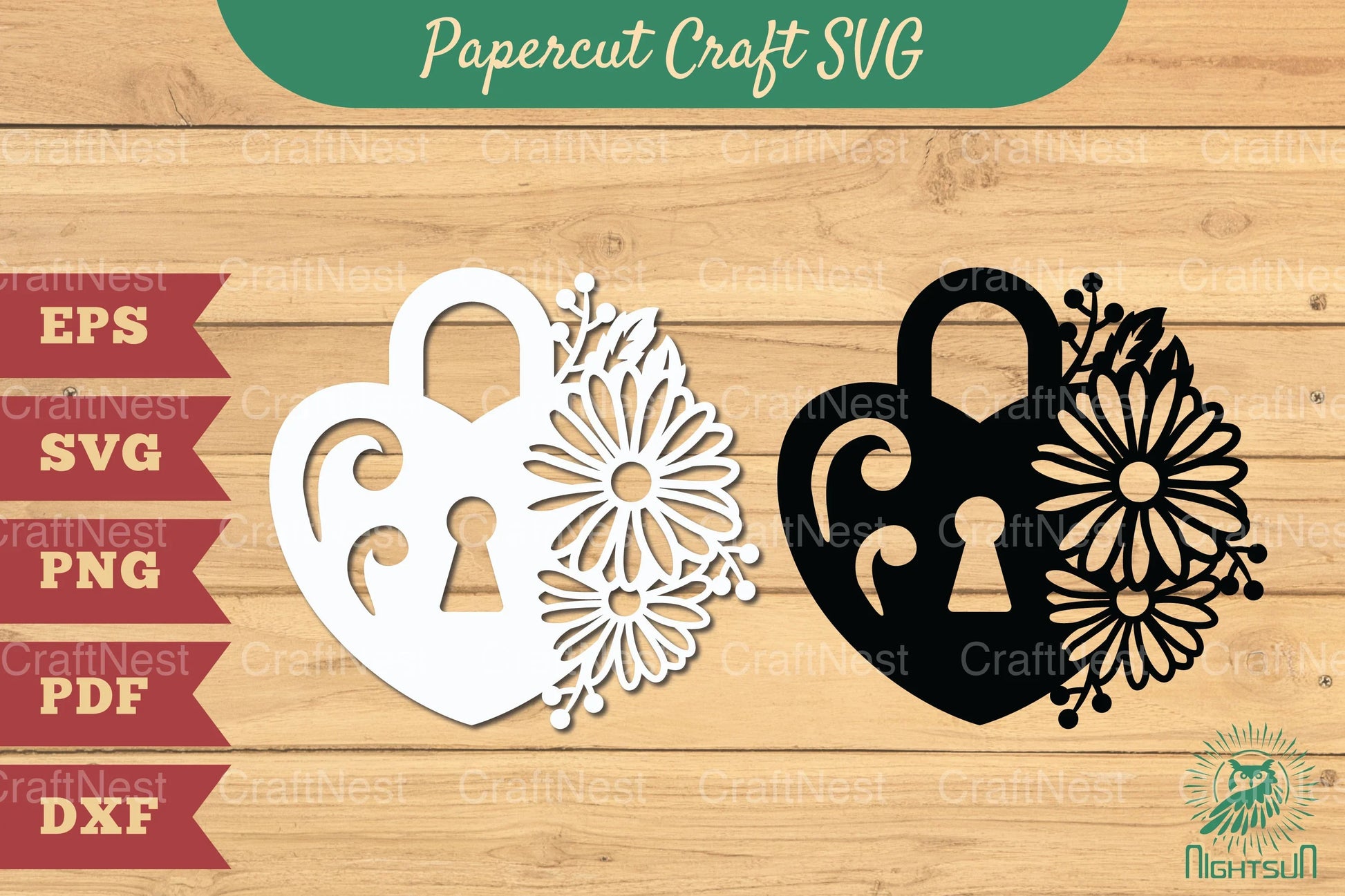 Padlock with Flower Papercut SVG Bundle - CraftNest - Digital Crafting and Art