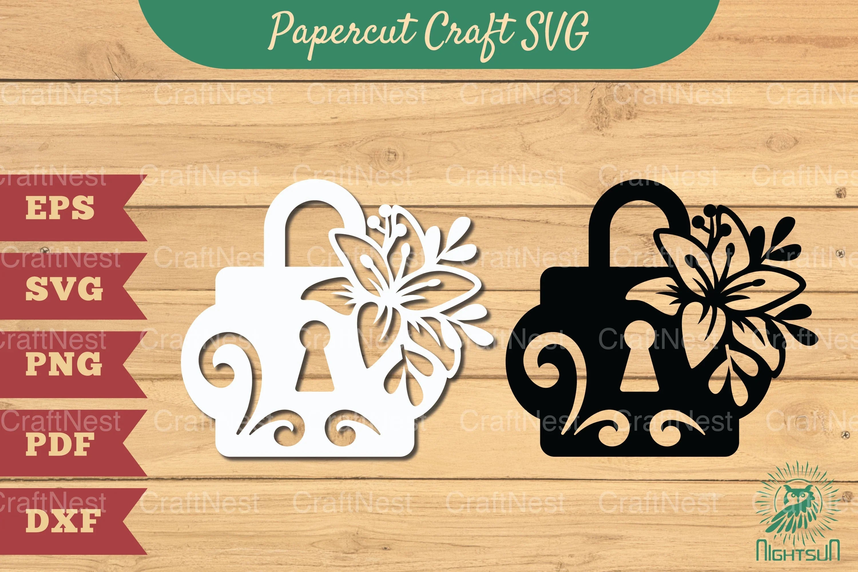 Floral Padlock Papercut SVG Bundle - CraftNest - Digital Crafting and Art