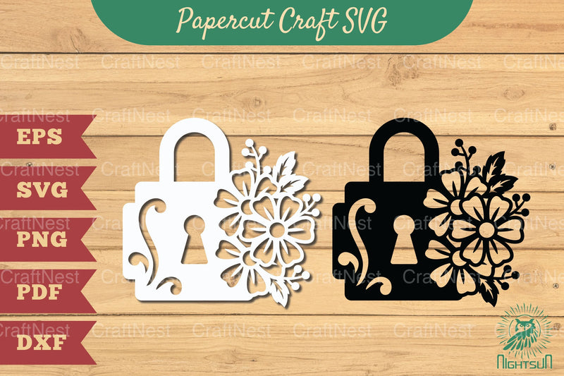 Floral Padlock Papercut SVG Bundle - CraftNest - Digital Crafting and Art
