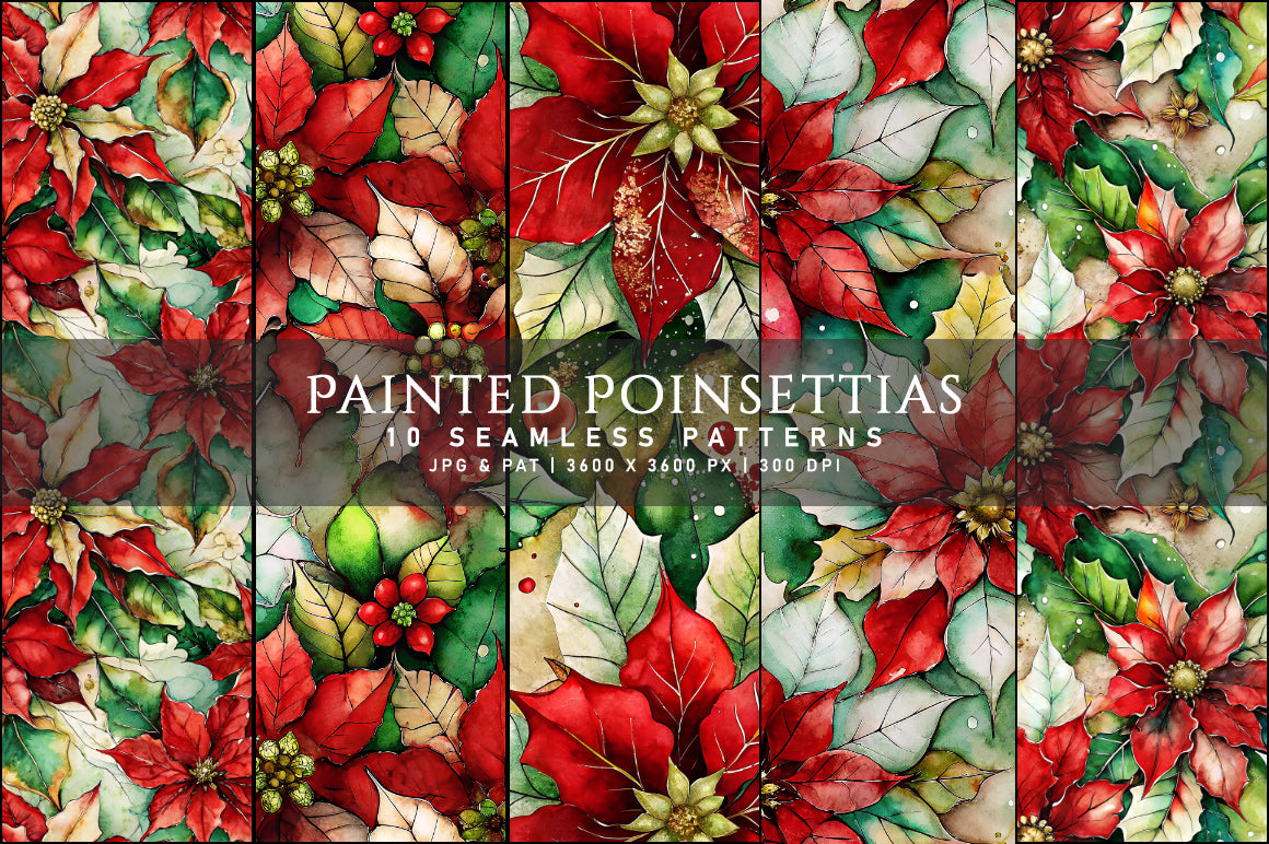 Painted Poinsettias - Christmas