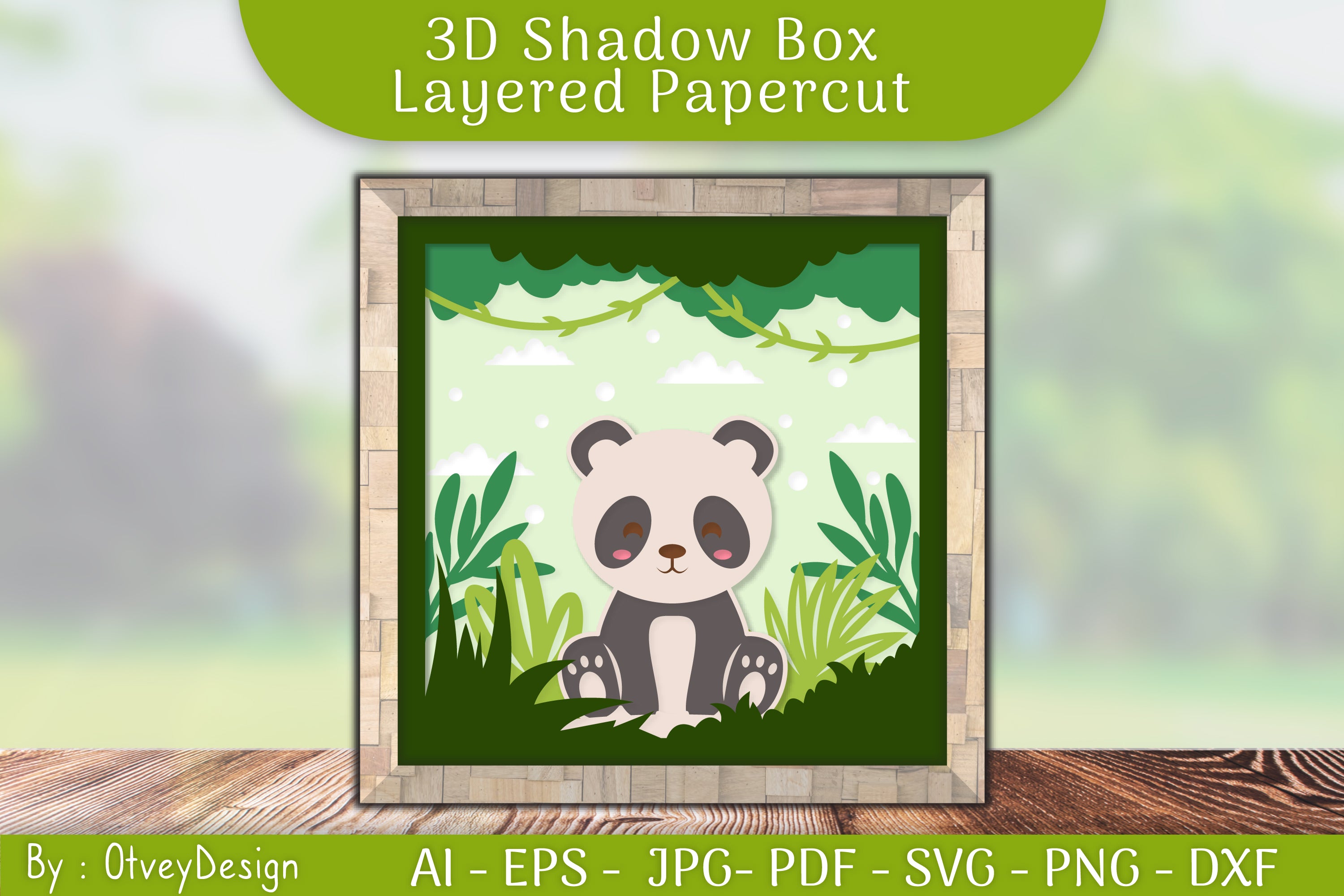 Panda Animals Shadow Box Layered Papercut SVG Bundle
