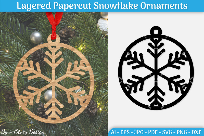 Papercut Christmas Snowflake Ornament SVG Bundle 1 - CraftNest - Digital Crafting and Art