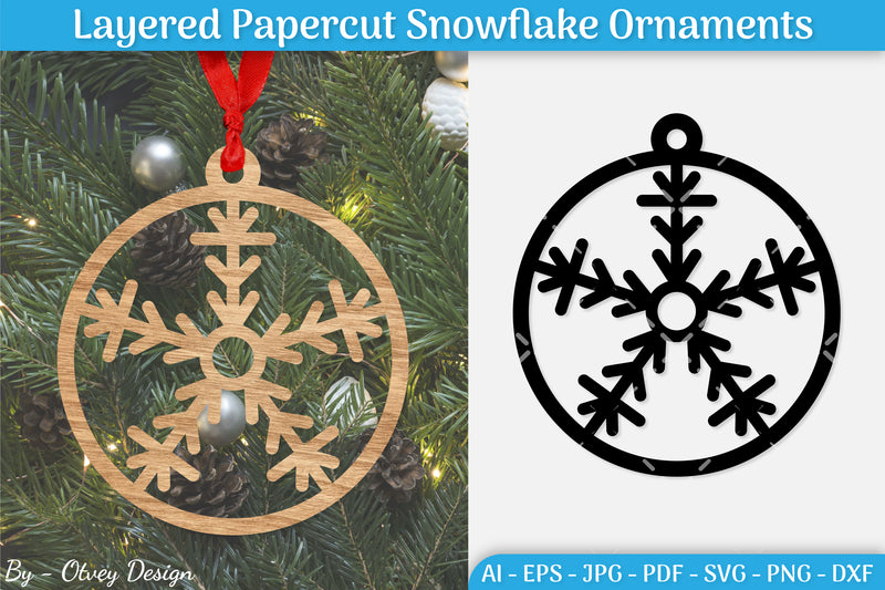 Papercut Christmas Snowflake Ornament SVG Bundle 15 - CraftNest - Digital Crafting and Art