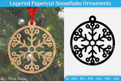 Papercut Christmas Snowflake Ornament SVG Bundle 16 - CraftNest - Digital Crafting and Art