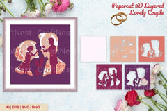 Papercut 3D Layered Lovely Couple SVG Bundle - CraftNest - Digital Crafting and Art