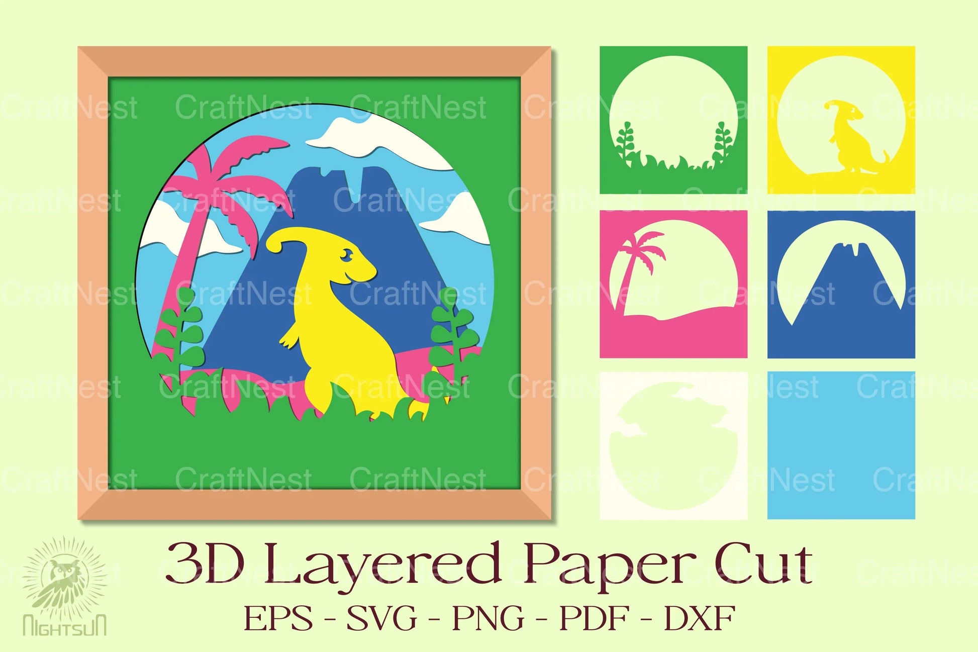 Parasaurolophus 3D Layered Papercut Clipart Bundle - CraftNest - Digital Crafting and Art