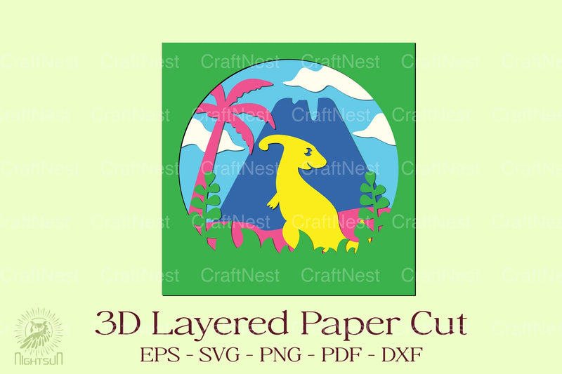 Parasaurolophus 3D Layered Papercut Clipart Bundle - CraftNest - Digital Crafting and Art