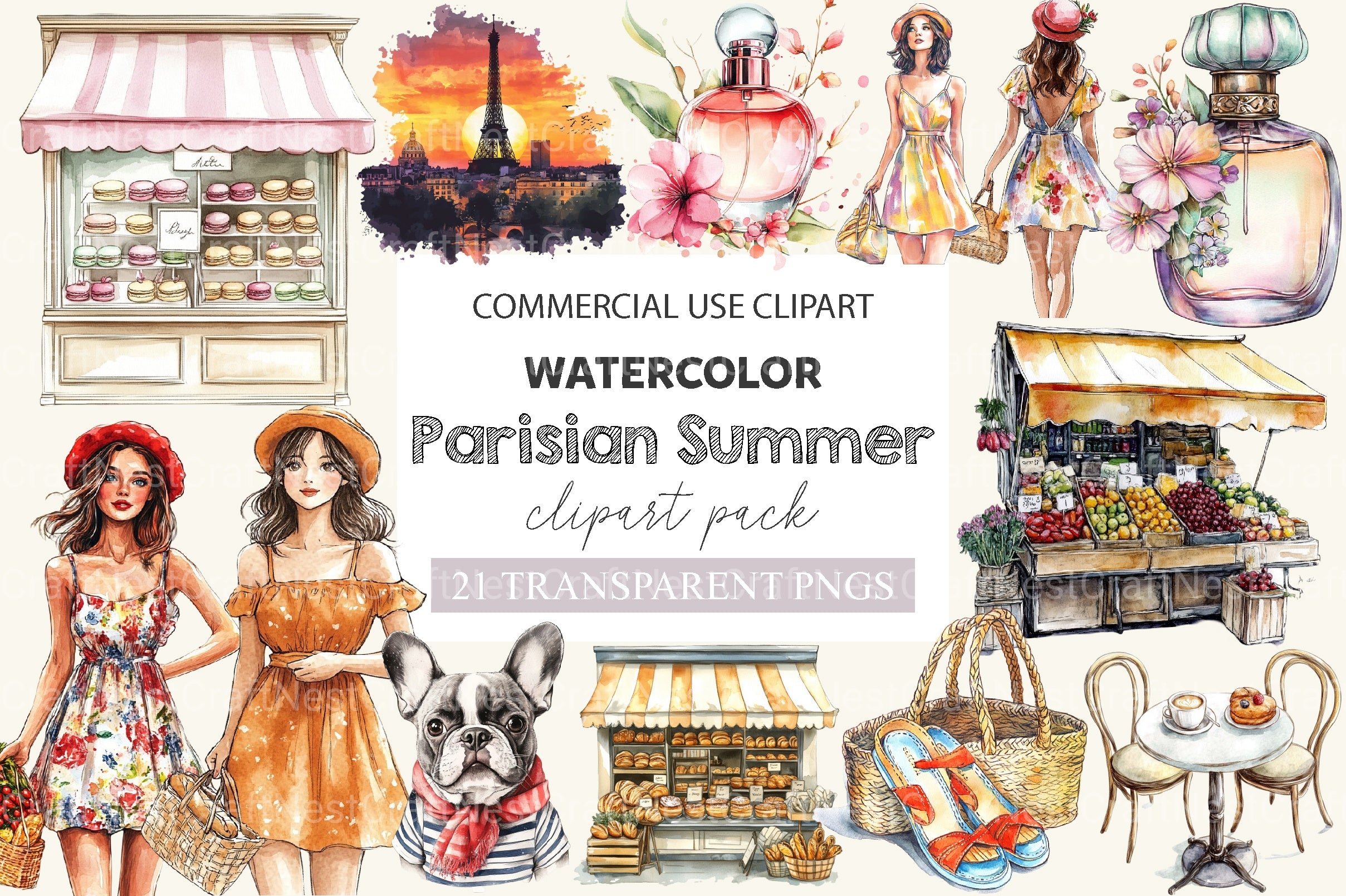 Parisian Summer Clipart Bundle 2 - CraftNest - Digital Crafting and Art