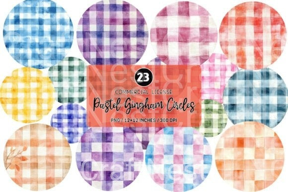 Pastel Gingham Circles Clipart Bundle - CraftNest - Digital Crafting and Art