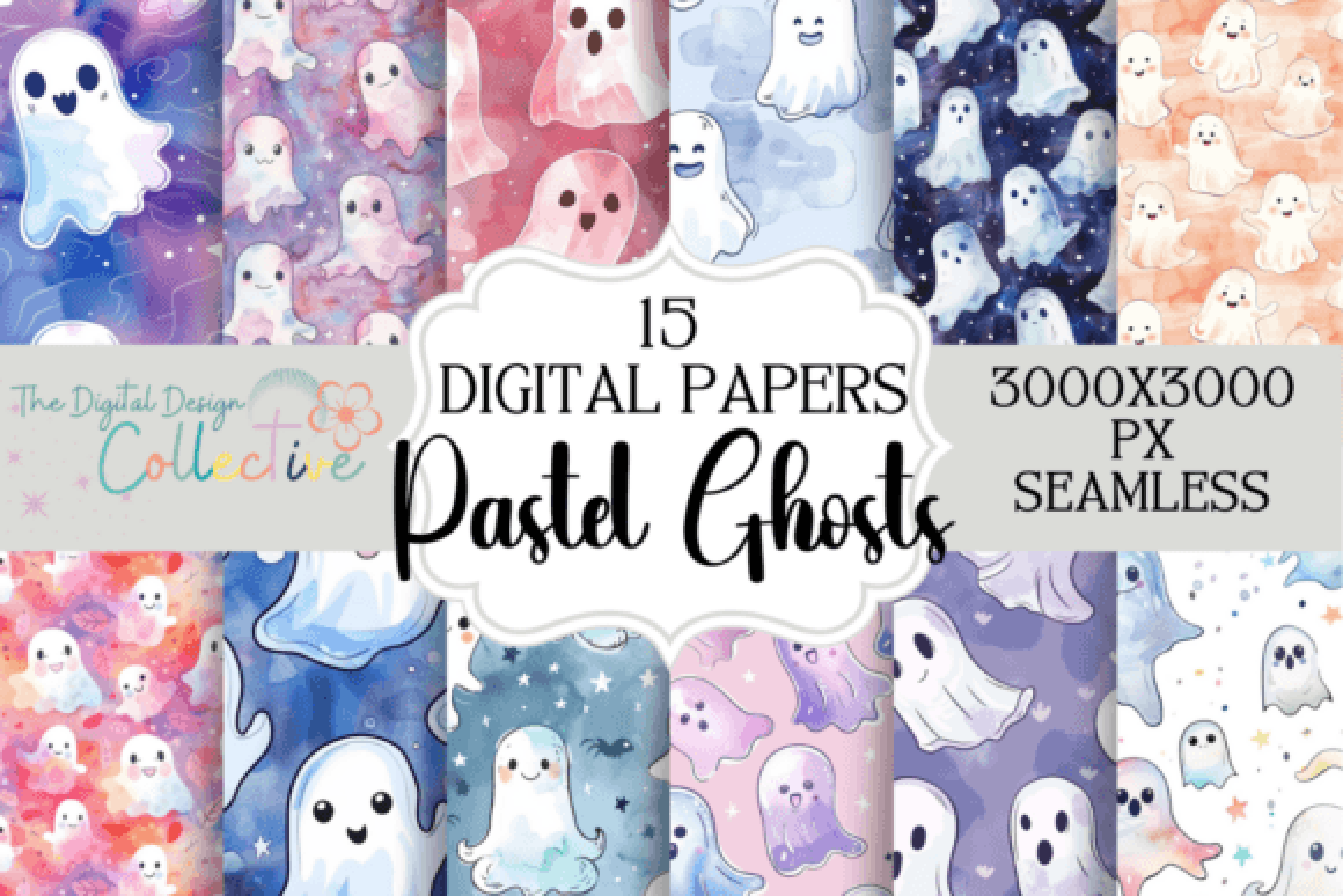 Pastel Halloween Ghosts Pattern