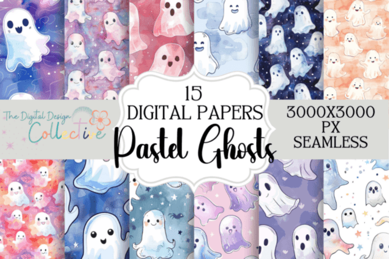 Pastel Halloween Ghosts Pattern - CraftNest - Digital Crafting and Art