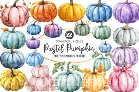 Pastel Pumpkin Clipart Bundle - CraftNest - Digital Crafting and Art