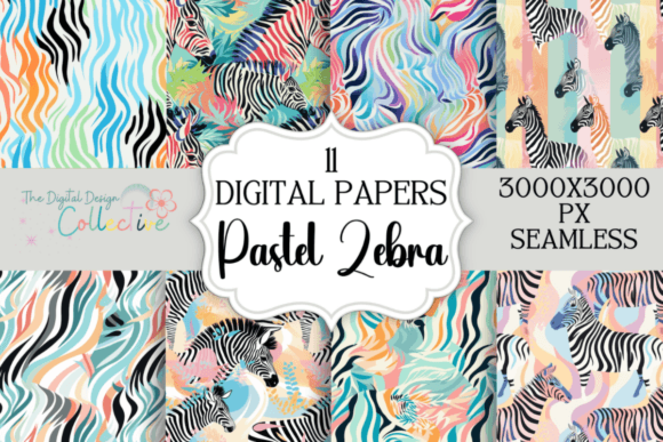 Pastel Zebra Seamless Digital Paper