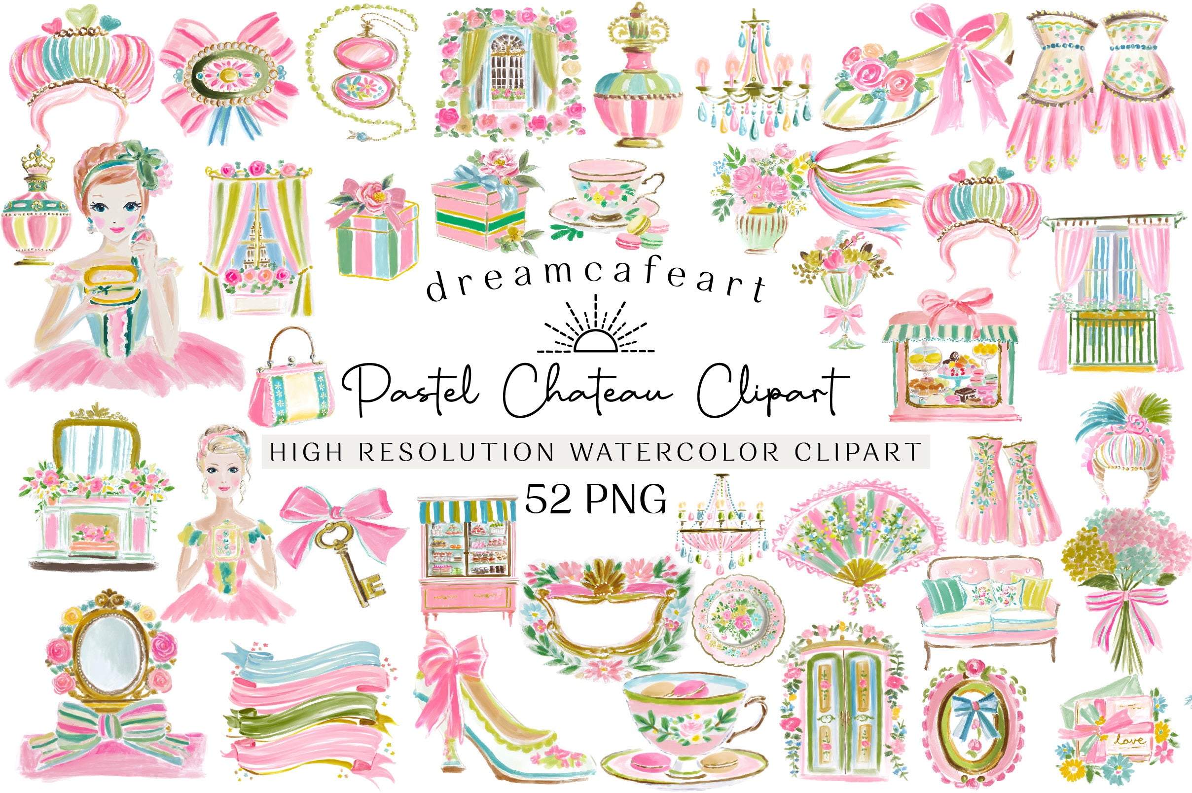 Pastel Chateau Clipart Bundle
