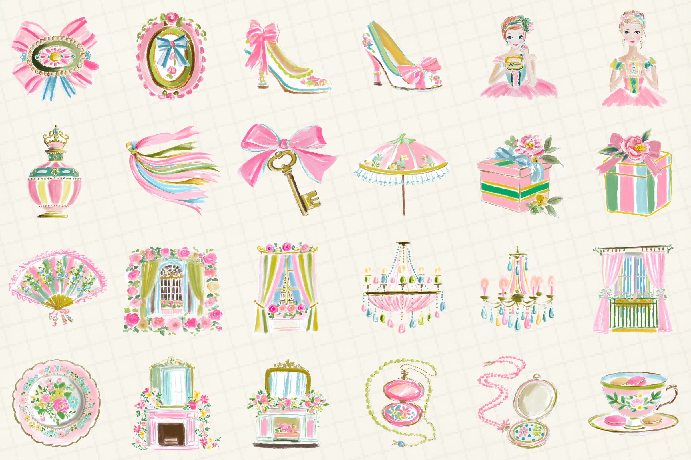 Pastel Chateau Clipart Bundle