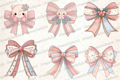 Pastel Kawaii Christmas Bow Clipart Bundle - CraftNest - Digital Crafting and Art