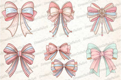 Pastel Kawaii Christmas Bow Clipart Bundle - CraftNest - Digital Crafting and Art