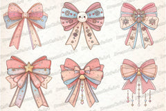 Pastel Kawaii Christmas Bow Clipart Bundle - CraftNest - Digital Crafting and Art