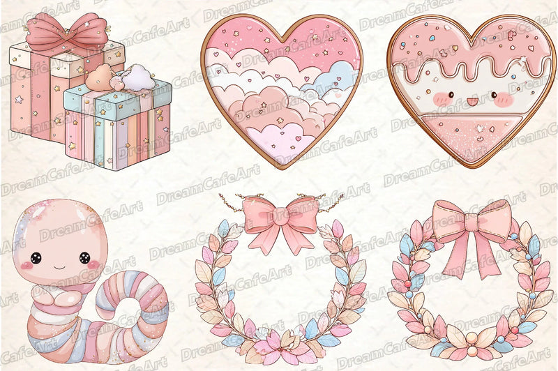 Pastel Kawaii Christmas Clipart Bundle - CraftNest - Digital Crafting and Art