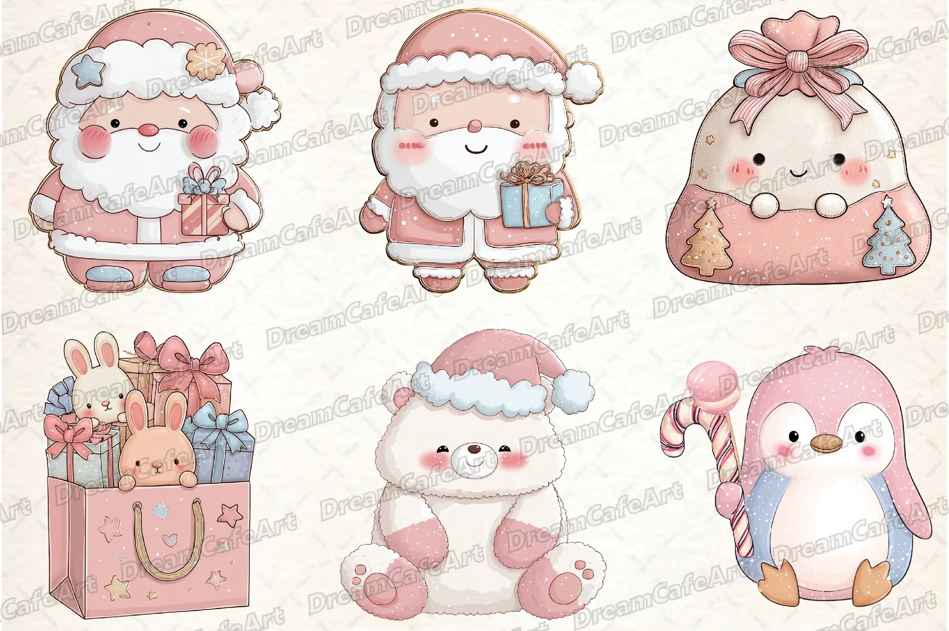 Pastel Kawaii Christmas Clipart Bundle - CraftNest - Digital Crafting and Art