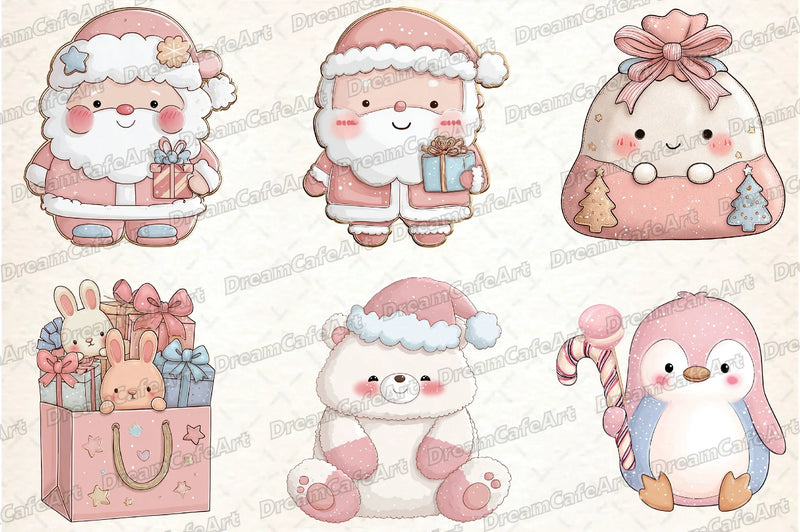Pastel Kawaii Christmas Clipart Bundle - CraftNest - Digital Crafting and Art