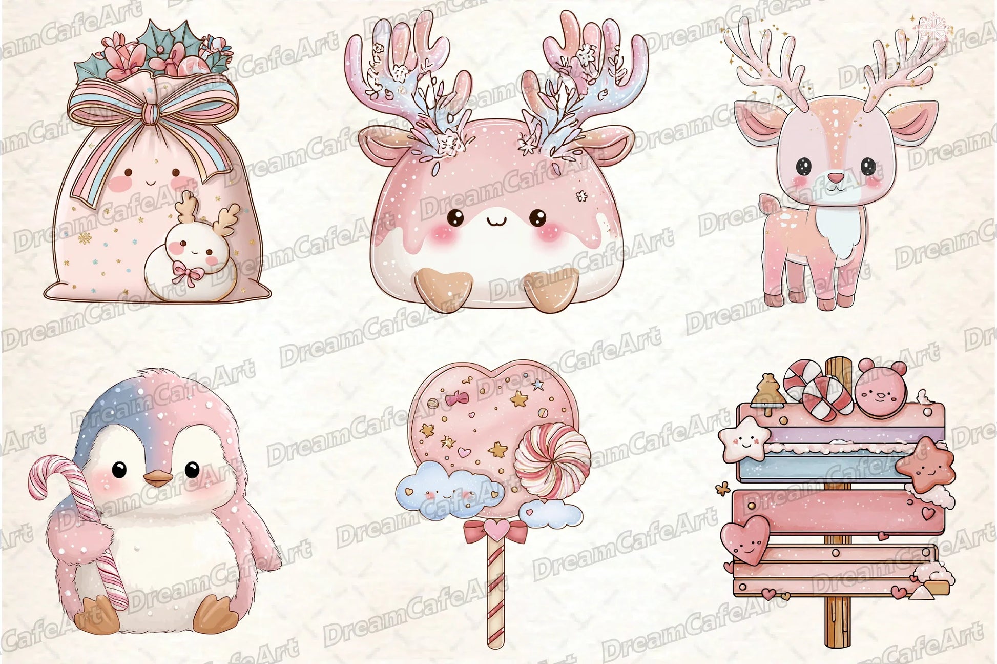 Pastel Kawaii Christmas Clipart Bundle - CraftNest - Digital Crafting and Art