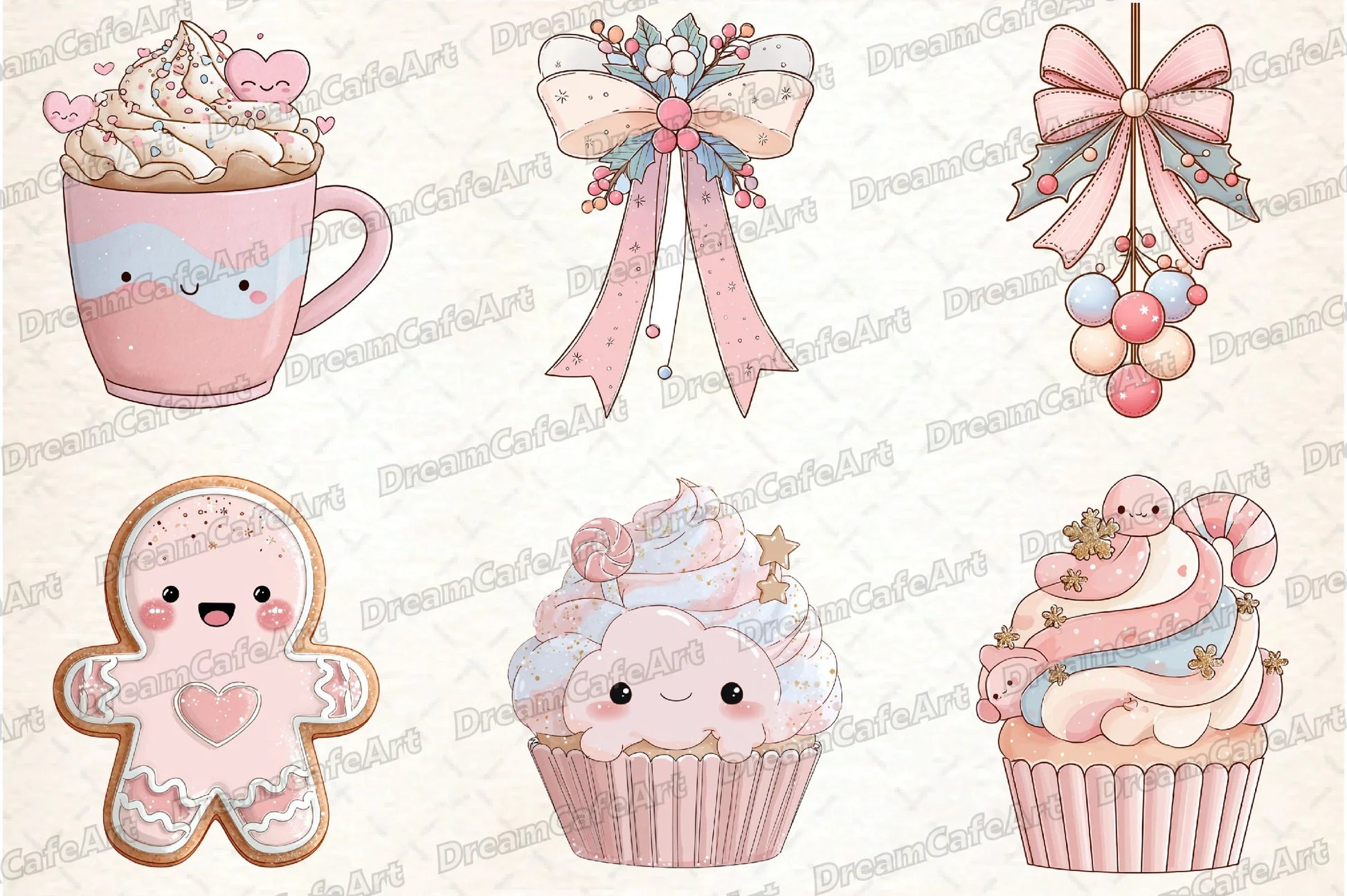 Pastel Kawaii Christmas Clipart Bundle - CraftNest - Digital Crafting and Art